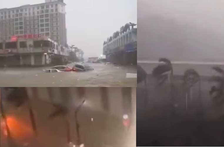 【影片】颱風海高斯登陸珠海 狂風驟雨市場被淹