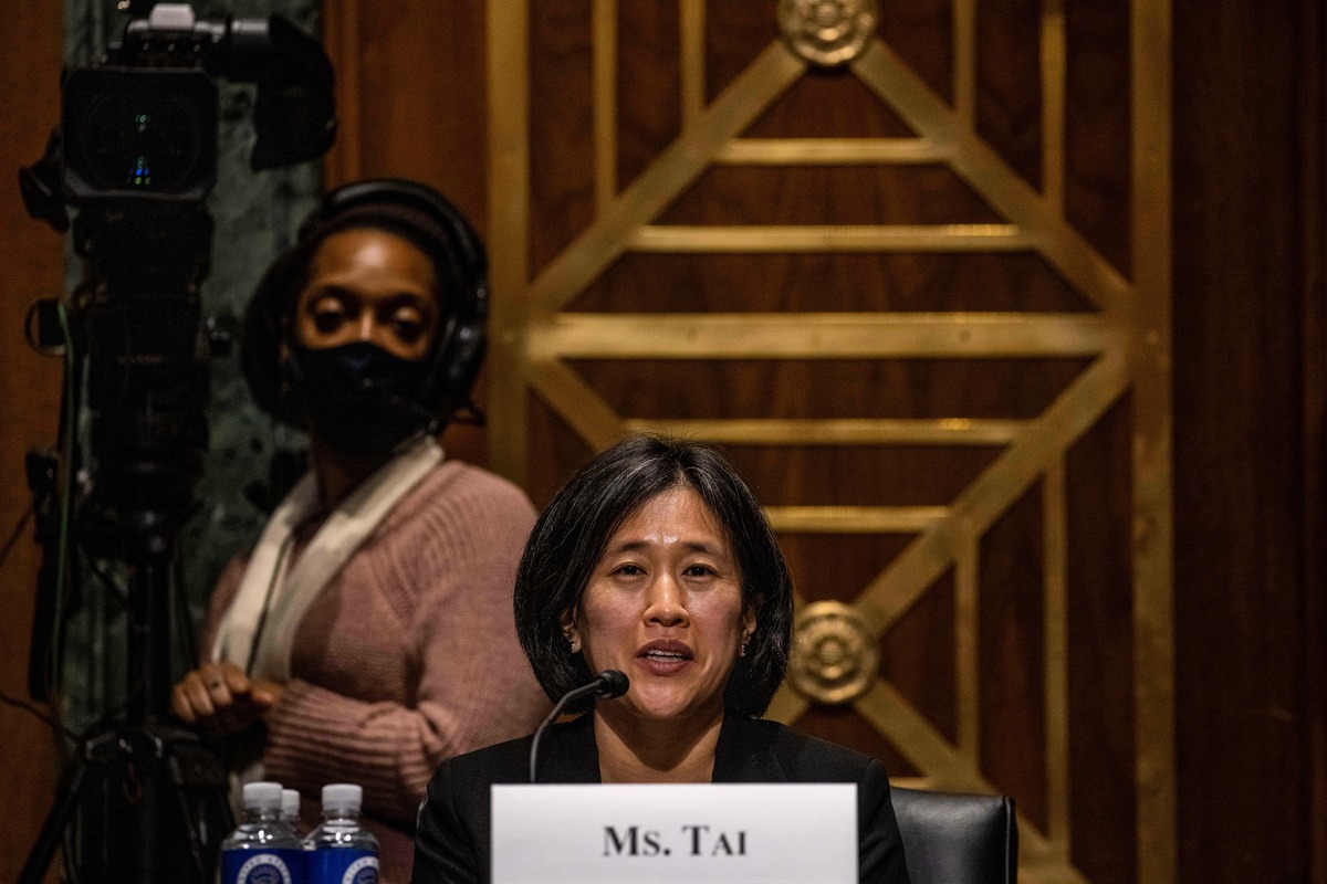 新任美國貿易代表戴琪（Katherine Tai）。（TASOS KATOPODIS/POOL/AFP via Getty Images）