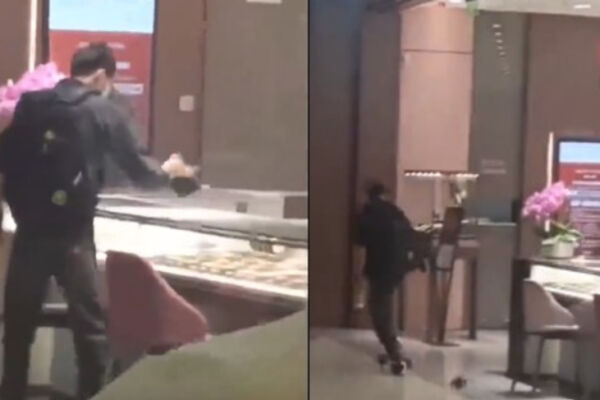 廣州番禺周大福金店被搶 黑衣男子鐵錘砸櫃