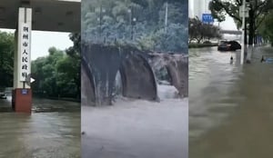 荊州市政府被淹 安徽古橋被沖毀