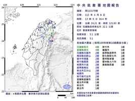 台灣餘震活躍 不排除未來1個月內發生5級以上地震