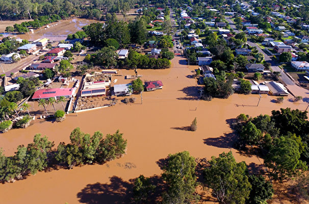 2022年3月1日，昆州布里斯本外圍地區古德納（Goodna）被洪水淹沒。（Bradley Kanaris/Getty Images）