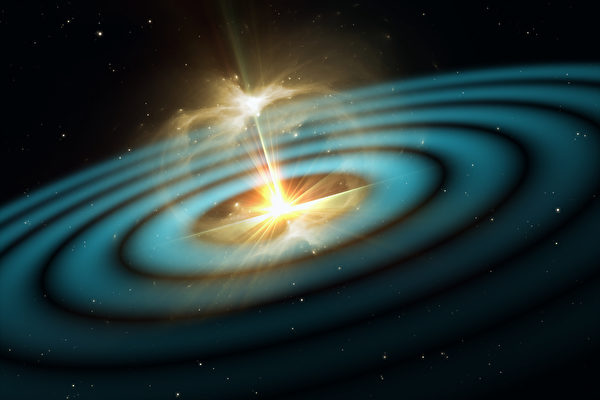 大質量天體發出引力波示意圖。（Shutterstock）