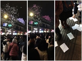 上海冤民新年前夜在市中心高空撒傳單