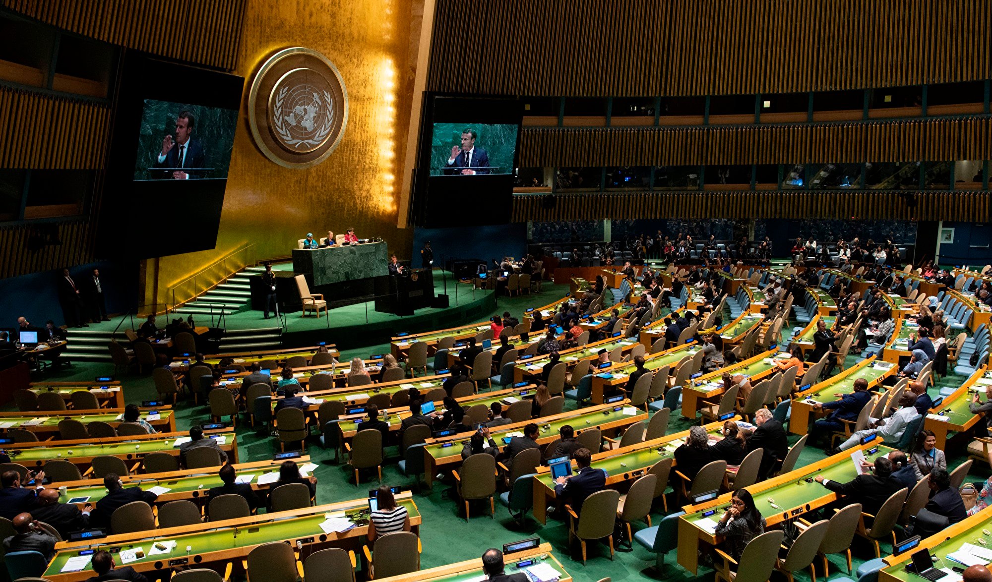 9月24日，紐約聯合國大會會場。（DON EMMERT/AFP/Getty Images）