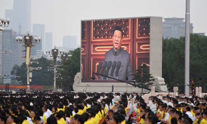 2021年7月1日，慶祝中共成立100周年大會在北京天安門廣場舉行，中國領導人習近平發表講話。（Wang Zhao/AFP via Getty Images）