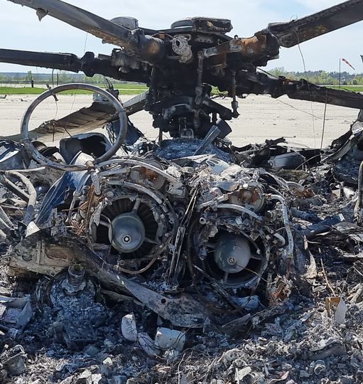 2022年5月7日，烏克蘭軍方公布在頓巴斯地區擊毀了俄軍的一架Mi-28H直升機。（烏克蘭國防部）