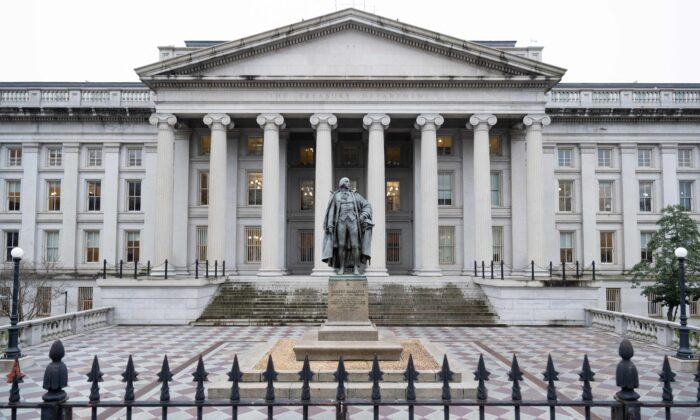 2023年1月19日，位於華盛頓的美國財政部大樓。（Saul Loeb/AFP via Getty Images）