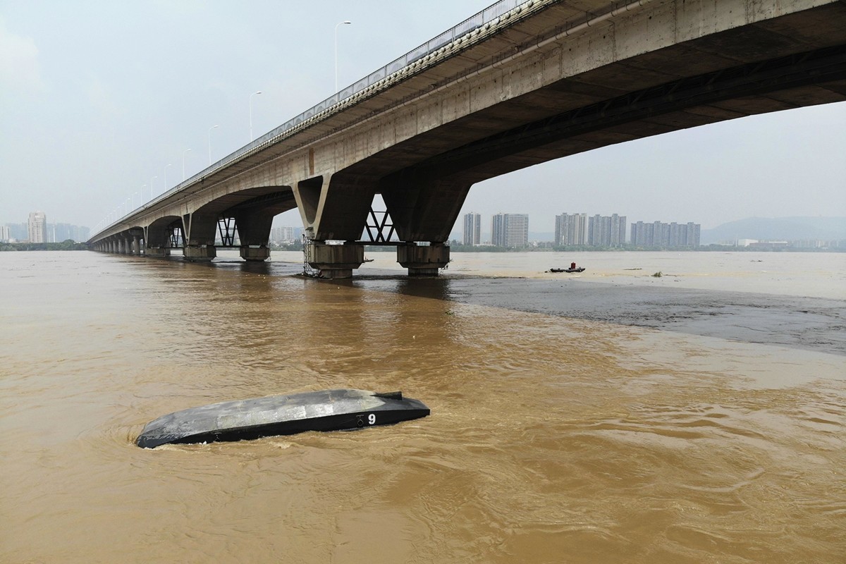 7月，湘江全線超警戒水位，長沙段逼近歷史最高值。（大紀元資料室）