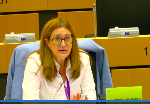 2021年11月29日，西班牙政治家、歐洲議會人權小組委員會成員拉莫斯（Maria Soraya Rodriguez Ramos）參加歐洲議會聽證會。（聽證會影片截圖）