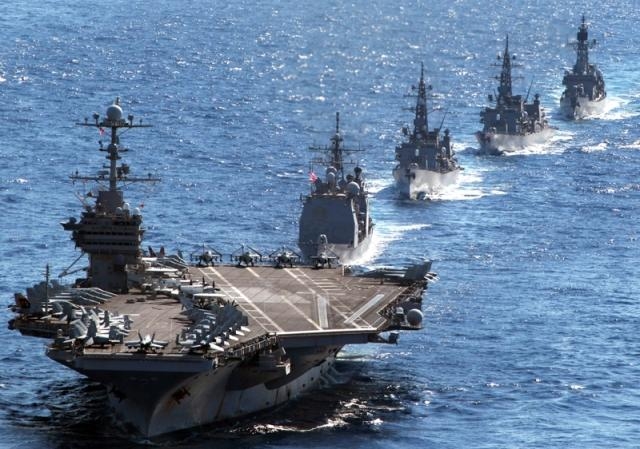 美軍也在加強在西太平洋的存在和作戰能力，美國共和黨資深參議員格雷厄姆（Lindsey Graham）近日受訪表示，若中共犯台，美國不會袖手，中共將輸掉戰爭。圖為美國在印太軍演示意圖。（AFP）