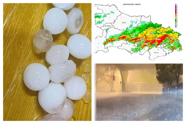 湖北遭狂風暴雨冰雹襲擊 武漢現十三級大風
