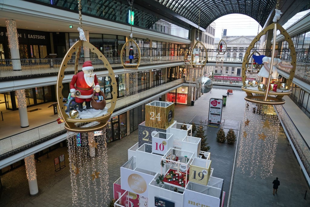 聖誕節前強封鎖後，德國商店變得空蕩蕩。 （Sean Gallup/Getty Images）
