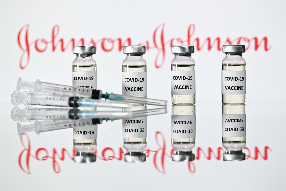 強生疫苗示意圖。（JUSTIN TALLIS/AFP via Getty Images）