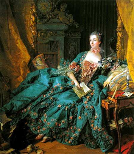 《龐巴度夫人》（Portrait of Marquise de Pompadour），1756年，布雪，油彩、畫布，201 x 157厘米，古代美術館，慕尼克（Munich），德國。（公有領域）