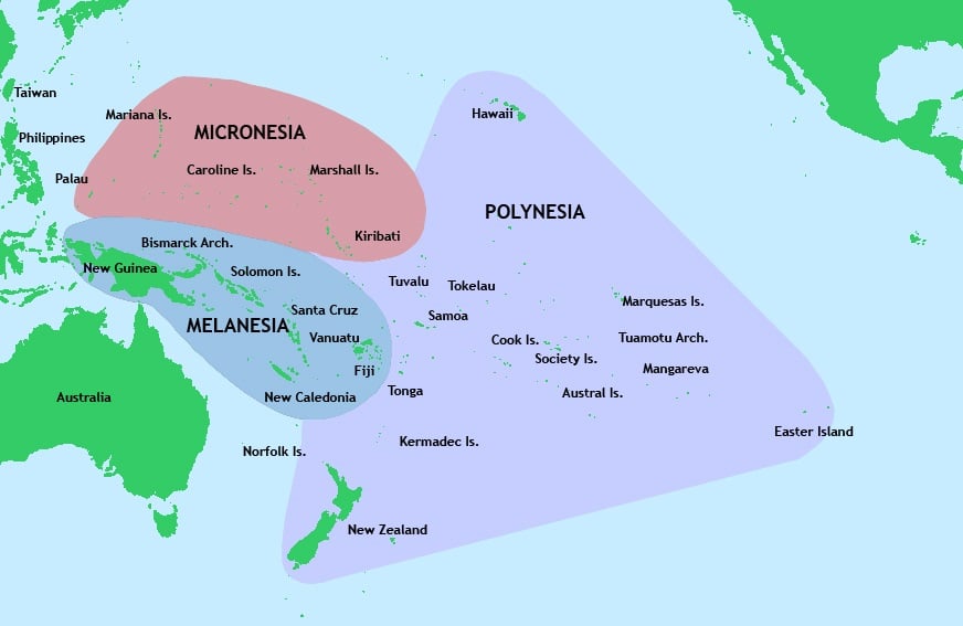 太平洋島國雖然人口稀少，但具備戰略影響，因為每個島國都在聯合國等國際論壇上有投票權，這些島國還控制著大量資源豐富的海洋區域。（維基百科公有領域）