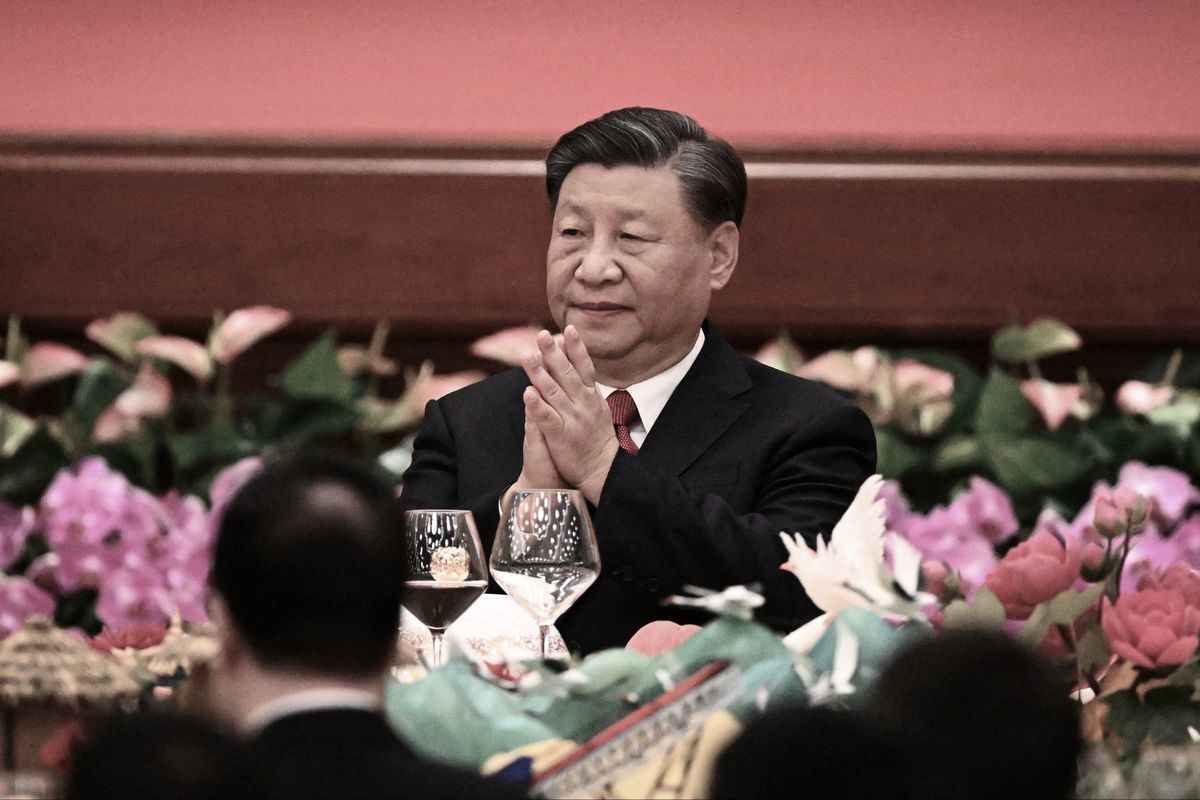 2023年9月28日，北京，中共國家主席習近平在人民大會堂出席十一招待晚宴。（Jade GAO/POOL/AFP via Getty Images）