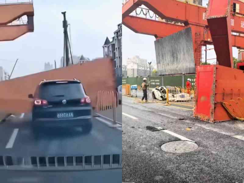 武漢地鐵工地龍門吊倒塌 砸中車輛致1死1傷