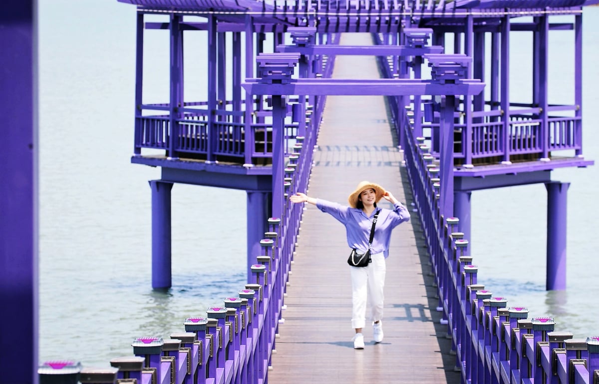 新安郡是南韓唯一由島嶼組成的郡，現在約有一千座島嶼。兩個相鄰小島半月島和樸只島，由一座紫色的橋樑連接，在夜間的燈光和月光的照射下顯得格外的浪漫，故又稱新安紫島。（全羅南道觀光財團提供）