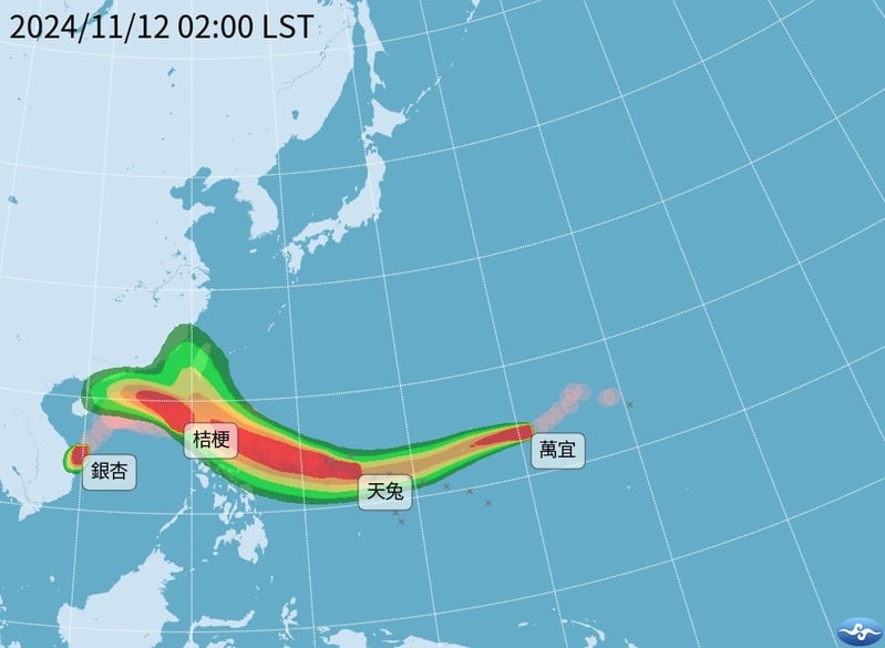 颱風天兔生成 史上首次11月4個颱風並存