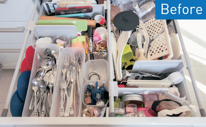 湯匙、叉子等餐具與廚房用品交雜的混亂空間。（台灣廣廈提供）
