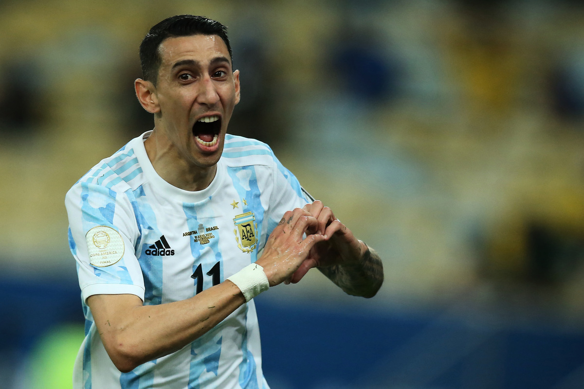 2021年美洲盃決賽上，阿根廷1：0擊敗巴西奪冠。迪馬利亞打進了本場比賽的唯一入球。（Alexandre Schneider/Getty Images）