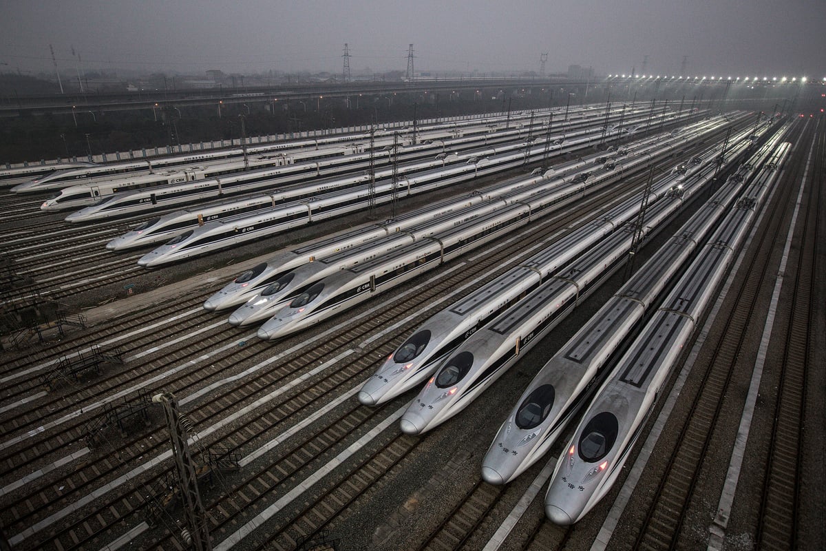 中國高鐵列車。（Wang He/Getty Images）
