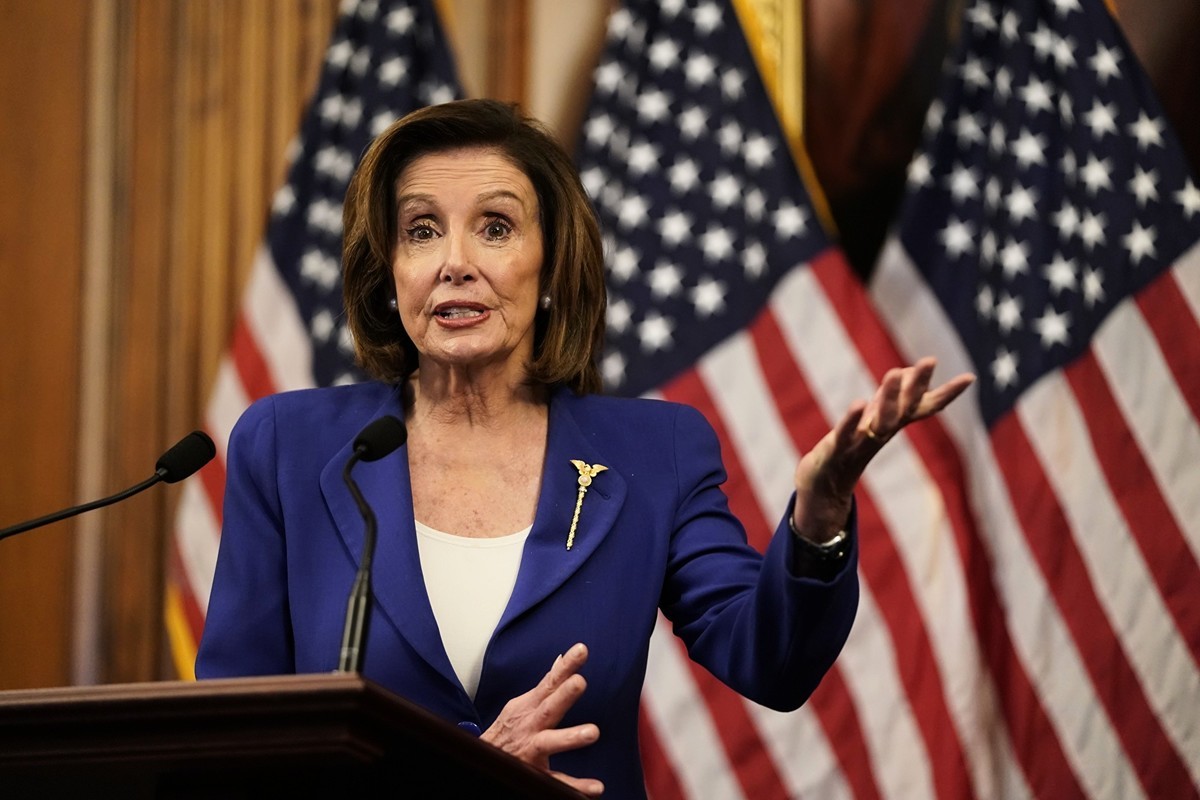 美國眾議院議長民主黨議員南希·佩洛西（Nancy Pelosi）。（攝於2020年3月27日）（ALEX EDELMAN/AFP）