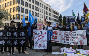 加州15人權團體 洛中領館前籲抵制冬奧