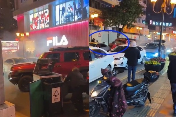 重慶鬧市越野車連撞數車 警察束手無措