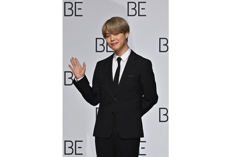 防彈少年團（BTS）成員JIMIN（朴智旻）出席「BTS Global Press Conference ‘BE’」全球記者會資料照。（JUNG YEON-JE/AFP via Getty Images）