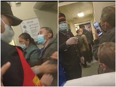 四川訪民林朝俊、李桂英、吉騰富和山東訪民李術清在進京的火車上遭到一群不法份子綁架。（受訪者提供／影片截圖）