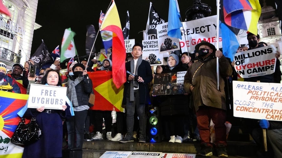 跨族群民眾英國倫敦集會 籲抵制北京冬奧會