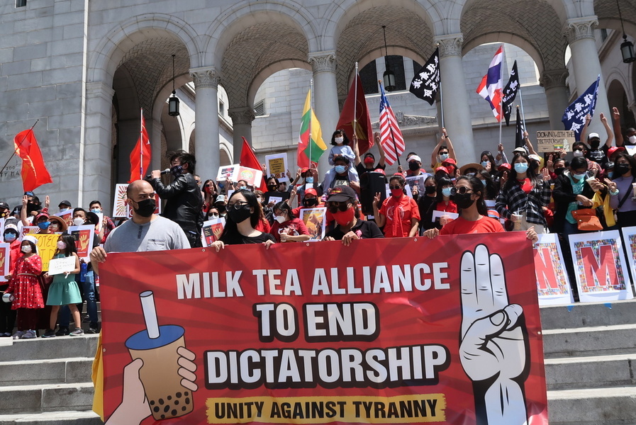 奶茶聯盟洛杉磯遊行 亞裔團體聯合反暴政