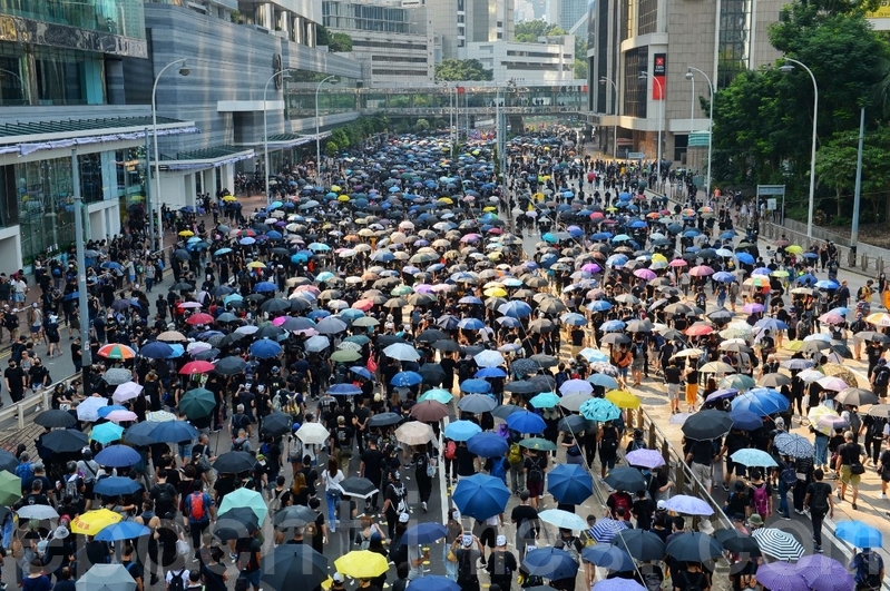 2019年10月1日，香港市民金鐘遊行，抗議暴政。（宋碧龍／大紀元）