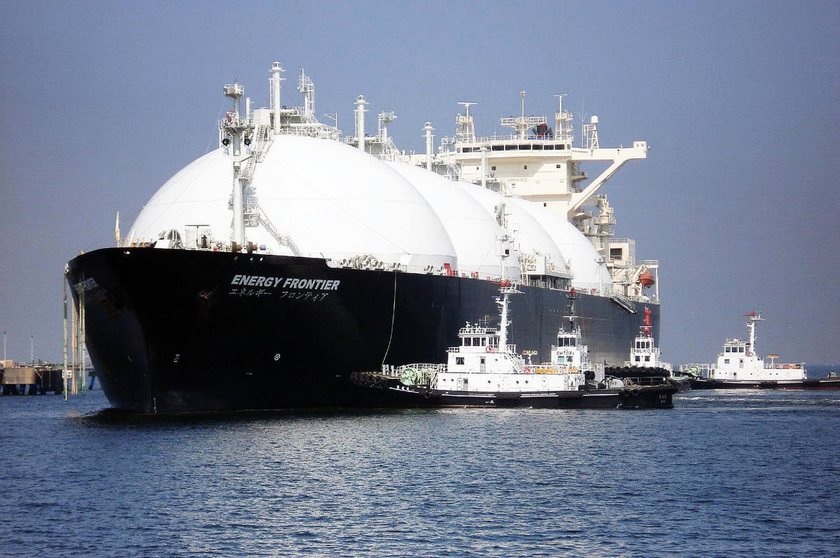 圖為液化天然氣（LNG）油輪。（STR/AFP via Getty Images）