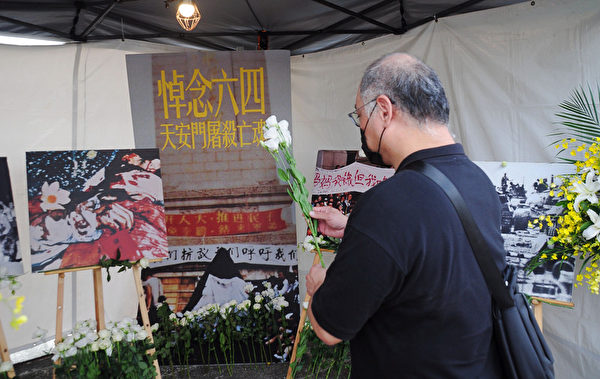 遭中共囚禁5年的NGO工作者李明哲2022年6月4日現身台北自由廣場悼念「六四」。他認為台灣紀念六四的意義，在於認清中共本質。（中央社）