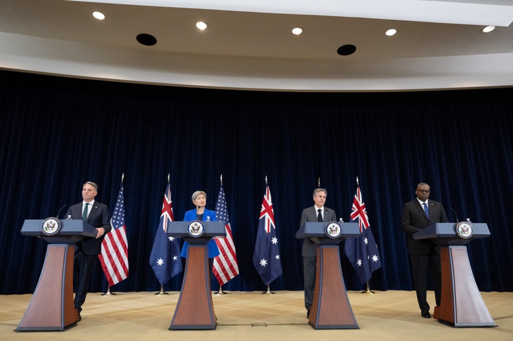 2022年12月6日，在美澳兩國外交和國防部長舉行年度AUSMIN會談後，美國防長奧斯汀在聯合新聞發布會上表示，美國將增加在澳洲的輪換軍事存在。（Saul Loeb/AFP）
