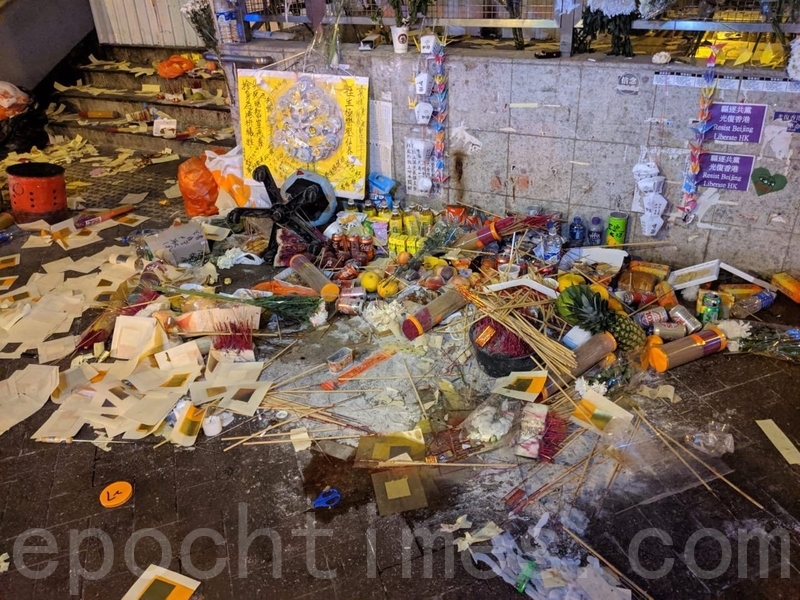 組圖：警方太子站清場 祭壇遭破壞