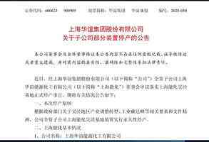 上海華誼集團子公司永久性停產 年虧1.2億