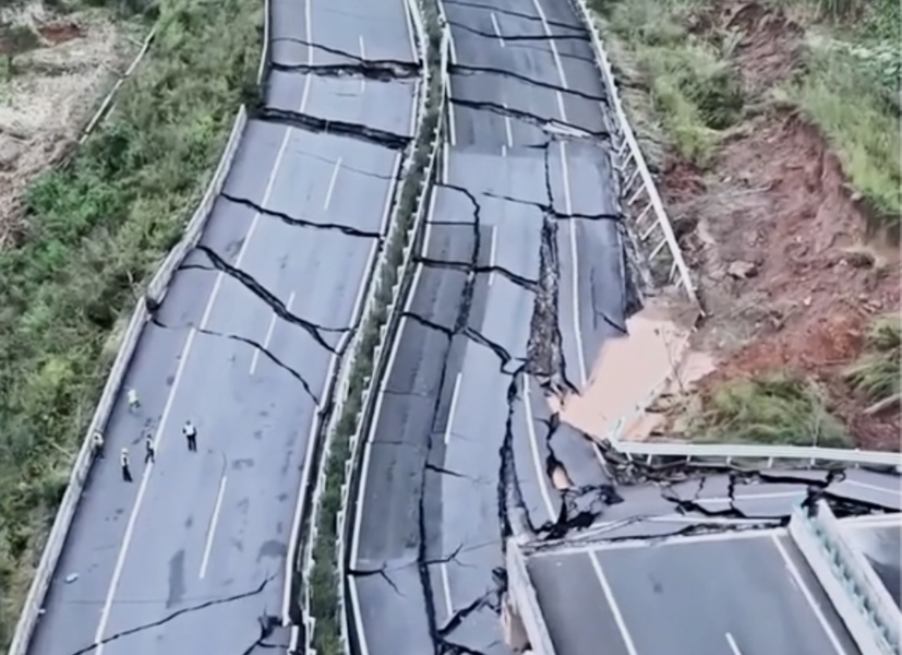 雲南一高速路開通僅三年 一場雨後開裂似碎片