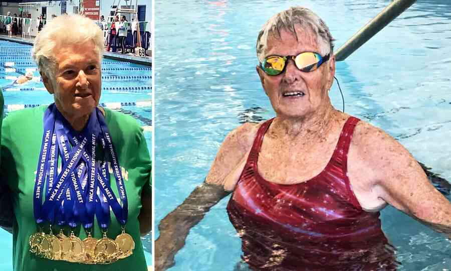 96歲游泳金牌得主仍參賽 分享健康秘訣