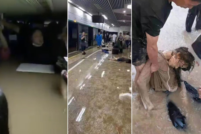 水災致京廣線鄭州段路基下沉 列車發生傾斜