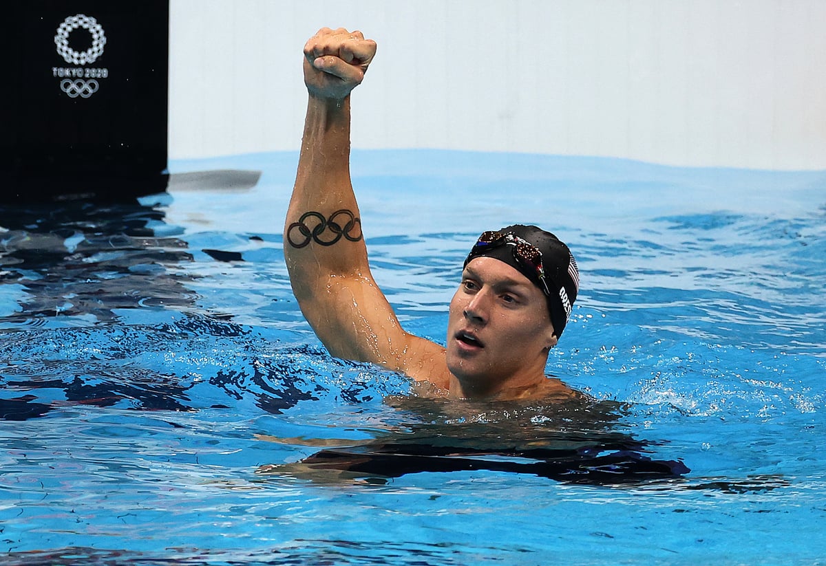美國游泳明星德雷塞爾（Caeleb Dressel）共奪得了5枚金牌，成為本屆奧運的「多金王」。（Francois Nel/Getty Images）
