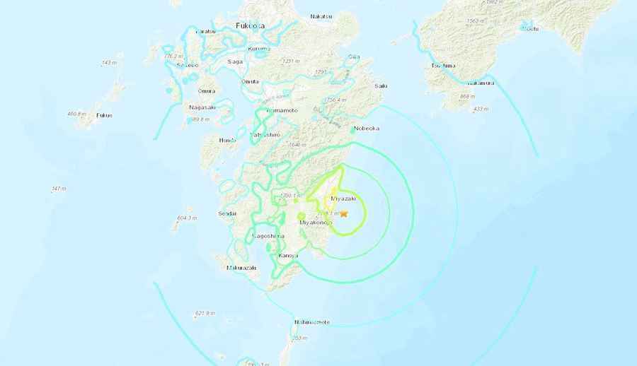 日本九州海域發生6.9級地震 引發海嘯警報