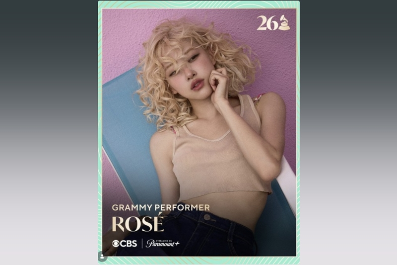 Rosé現身格林美獎 短捲髮俏麗 擔任表演嘉賓