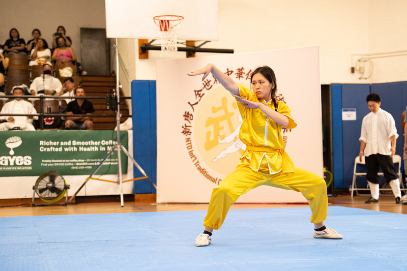 8月27日，來自美國的女子拳術組選手珍妮弗·貝（Jennifer Bui）在第七屆「新唐人全世界中華傳統武術大賽」複賽中表演蛇形拳。（戴兵/大紀元）