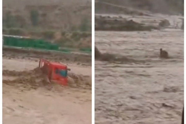 甘肅突降暴雨 多人車上躲雨被山洪沖走（有片）