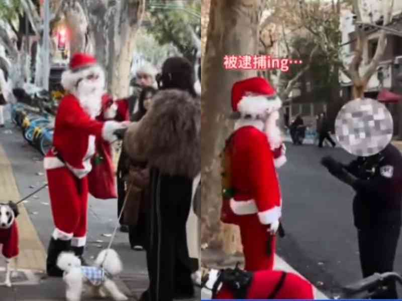 扮聖誕老人被捕 上海女子：差點在警局裏過節