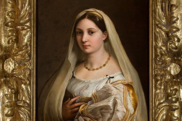 拉斐爾，《戴頭紗的女子》（Woman with a Veil）局部，1516年作，布面油畫，82×60.5 cm，藏於佛羅倫斯碧提宮。（公有領域）